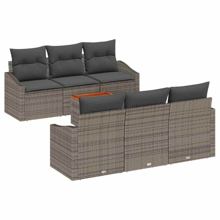 Havesofa Sæt med opbevaring 7 pcs Grå polyrattan