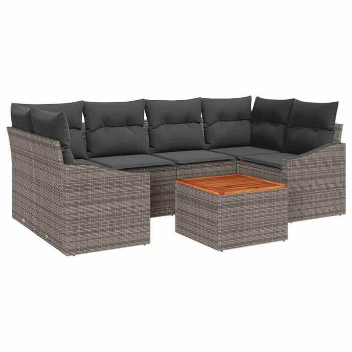 Havesofa Sæt med opbevaring 7 pcs Grå polyrattan