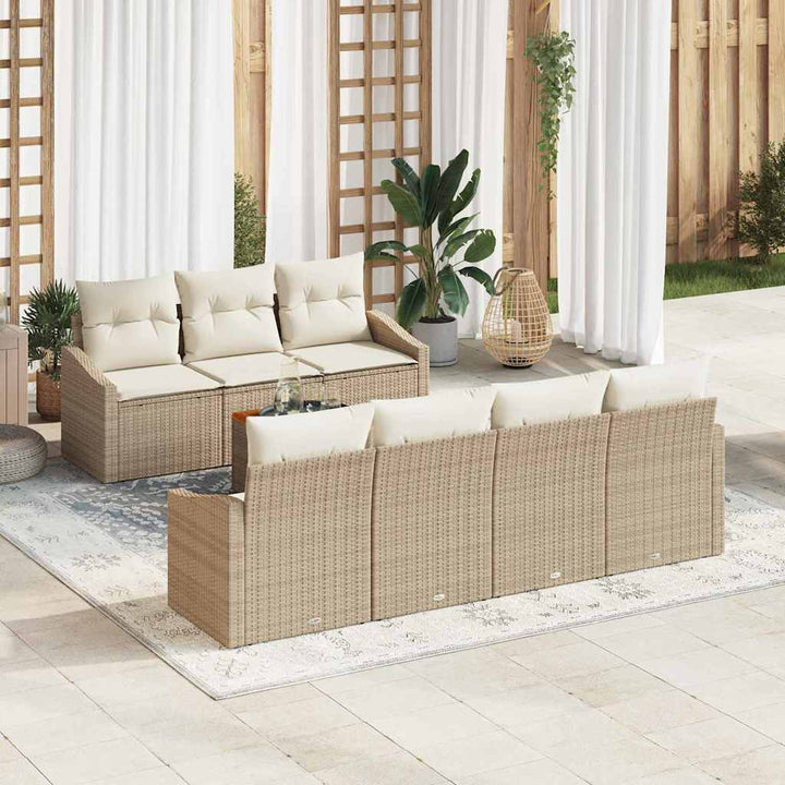 Havesofa Sæt med opbevaring 8 pcs Beige og creme polyrattan