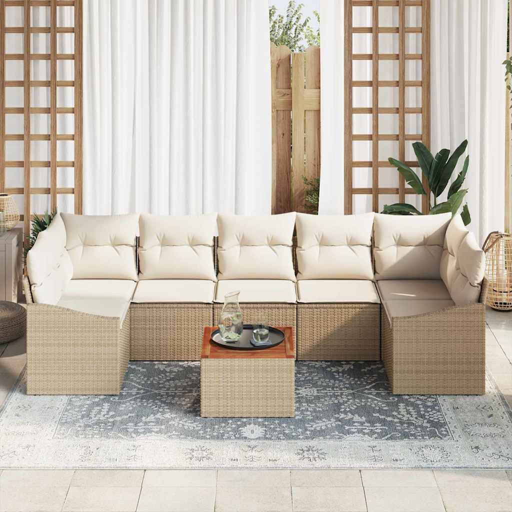 Havesofa Sæt 8 stk. Beige og creme polyrattan