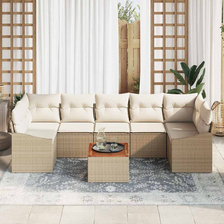 Havesofa Sæt med opbevaring 8 pcs Beige og creme polyrattan