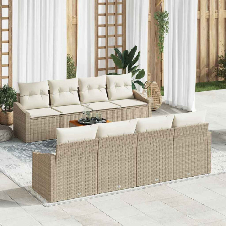 Havesofa Sæt 9 stk. Beige og creme polyrattan