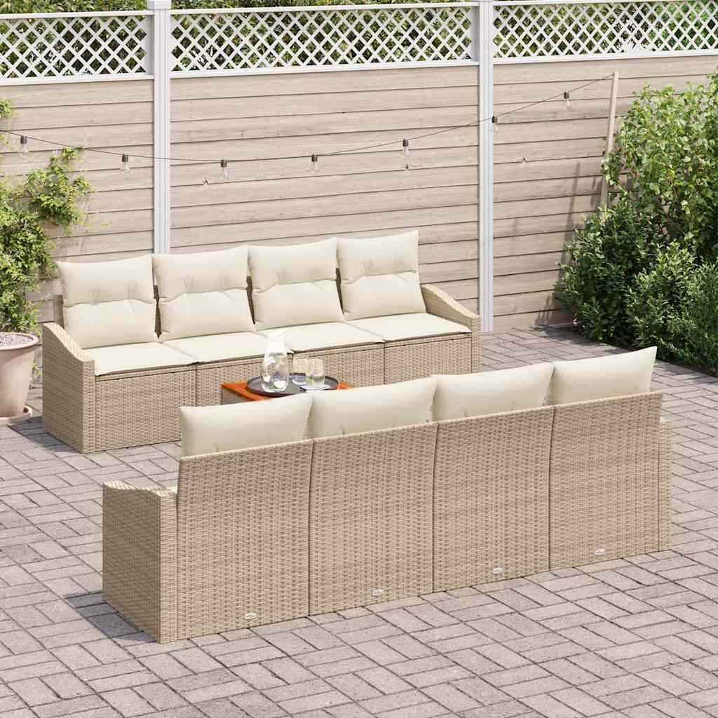 Havesofa Sæt 9 stk. Beige og creme polyrattan