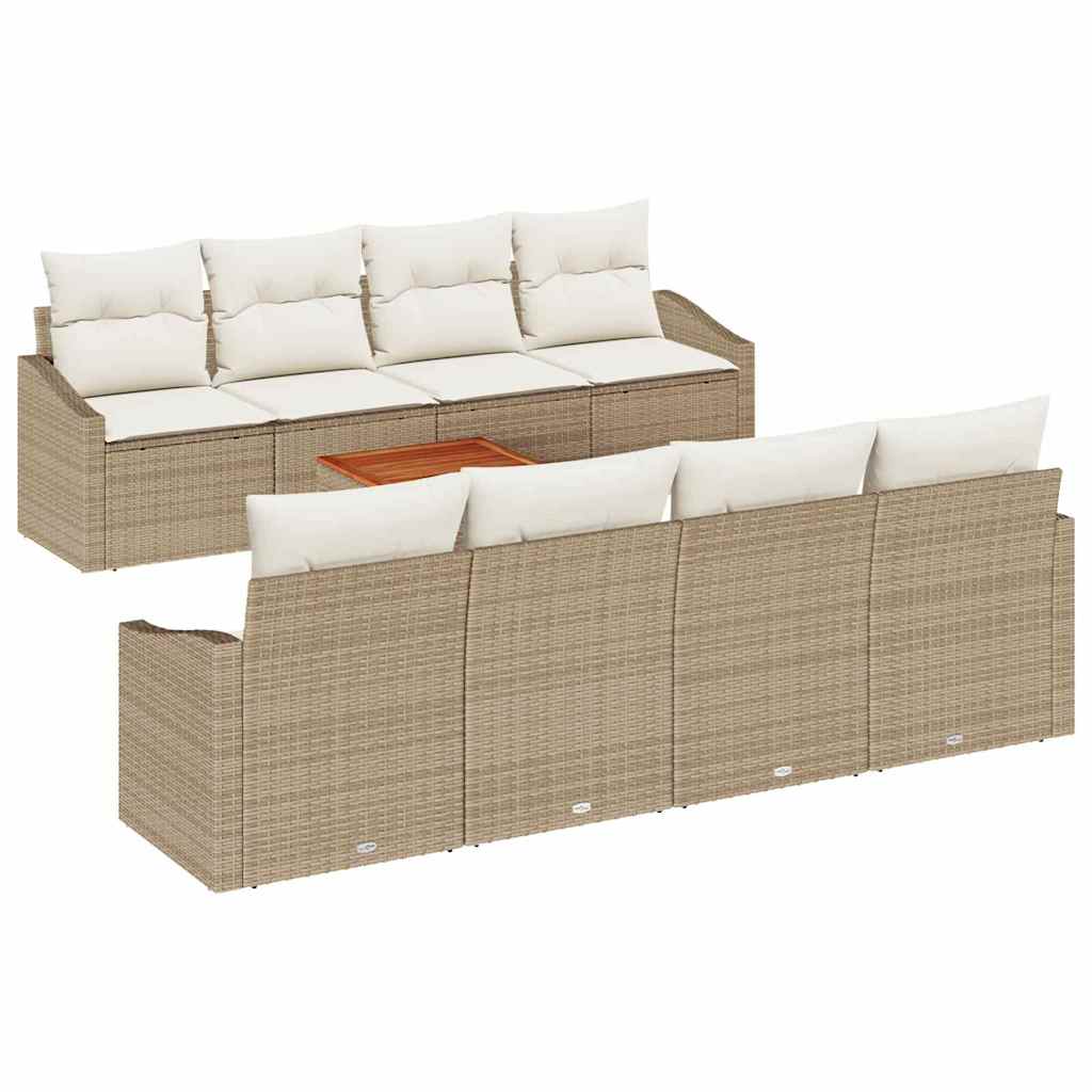 Havesofa Sæt 9 stk. Beige og creme polyrattan