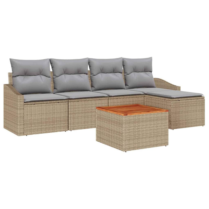 Havesofa Sæt med opbevaring 6 pcs Beige og lys grå polyrattan