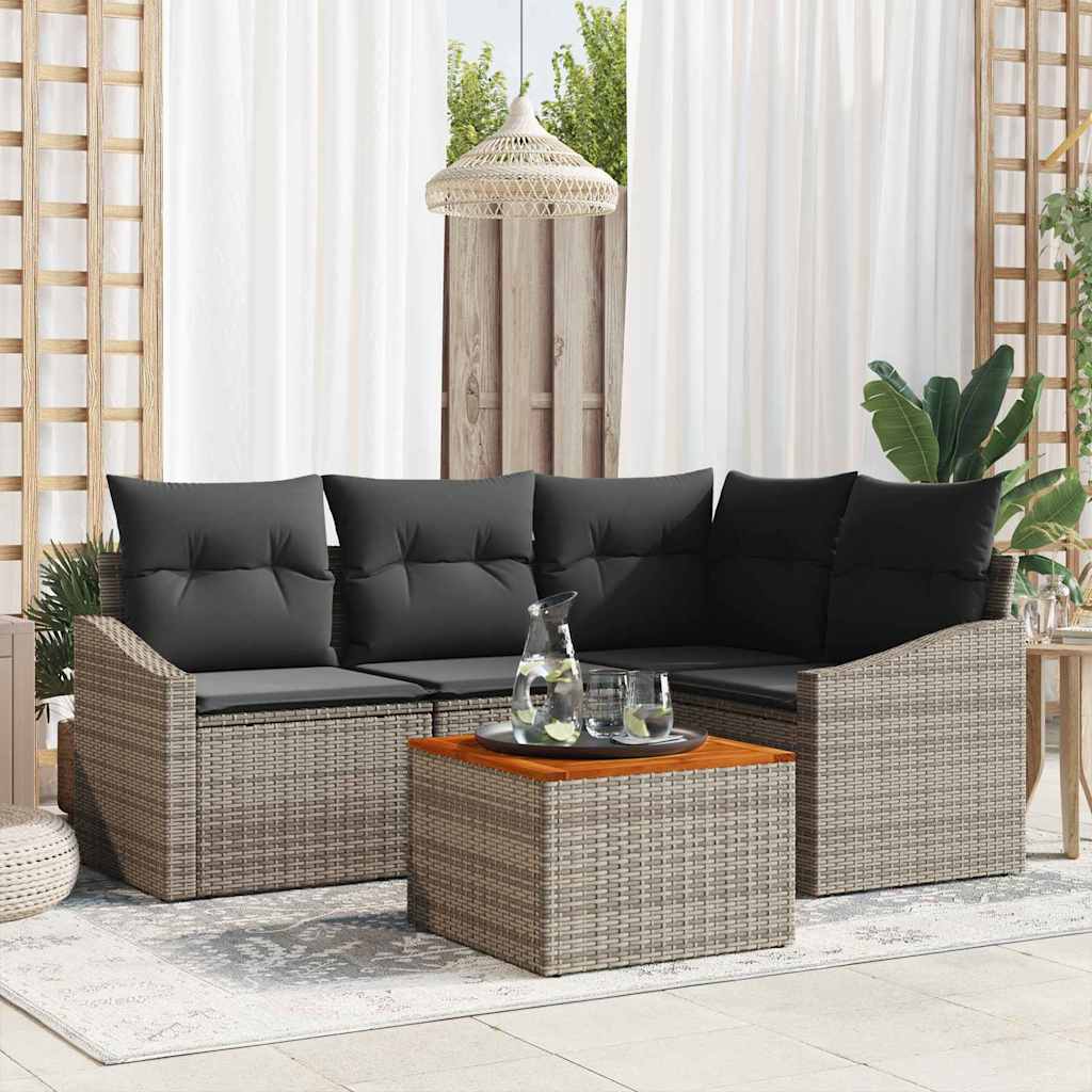 Havesofa Sæt 5 stk. Grå polyrattan
