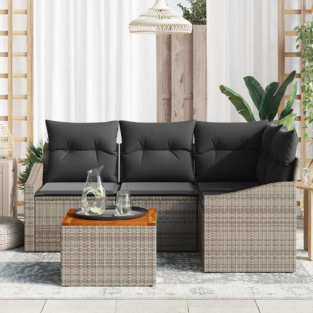 Havesofa Sæt med opbevaring 5 pcs Grå polyrattan