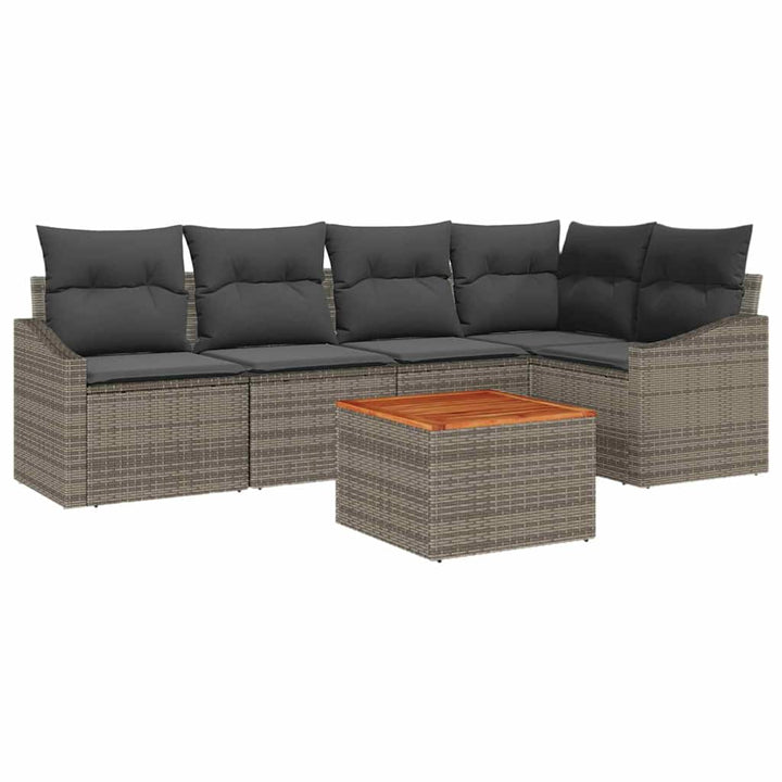 Havesofa Sæt med opbevaring 6 pcs Grå polyrattan