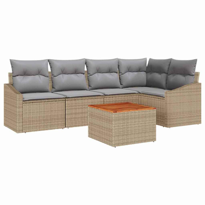 Havesofa Sæt med opbevaring 6 pcs Beige og lys grå polyrattan