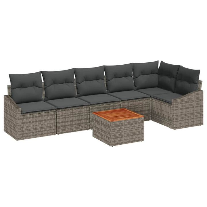 Havesofa Sæt med opbevaring 7 pcs Grå polyrattan