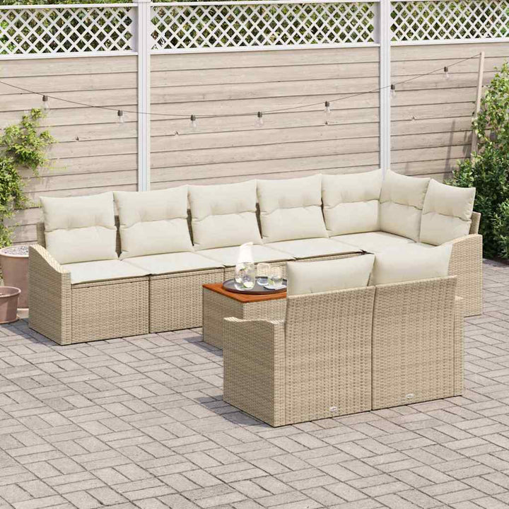 Havesofa Sæt med opbevaring 9 pcs Beige og creme polyrattan