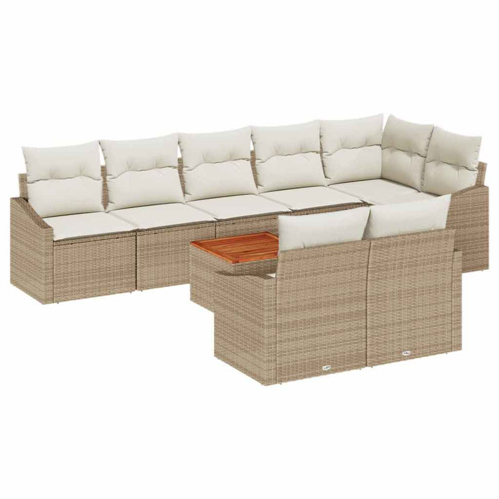 Havesofa Sæt med opbevaring 9 pcs Beige og creme polyrattan