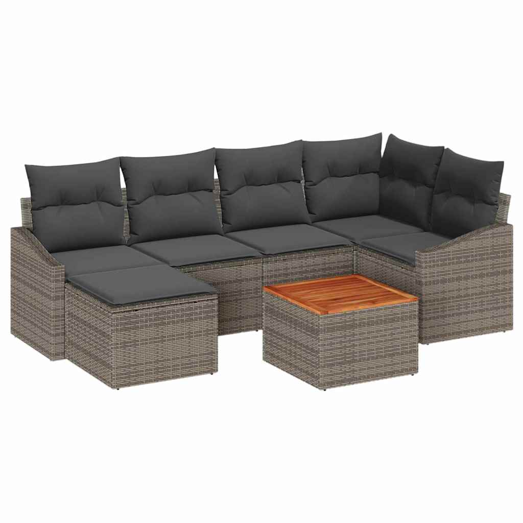 Havesofa Sæt med opbevaring 7 pcs Grå polyrattan