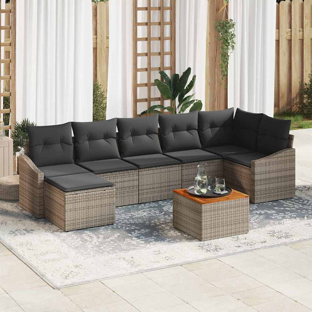 Havesofa Sæt 8 stk. Grå polyrattan