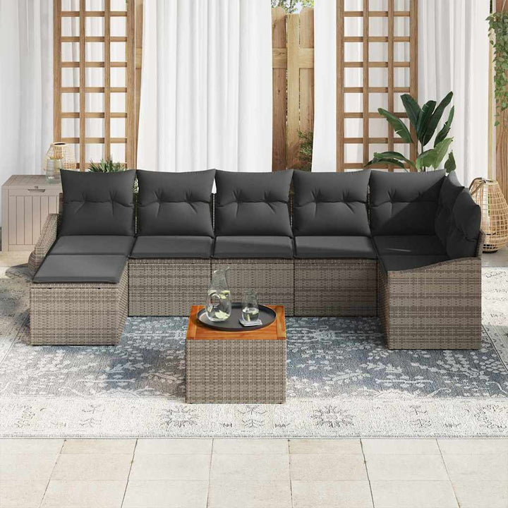 Havesofa Sæt med opbevaring 8 pcs Grå polyrattan