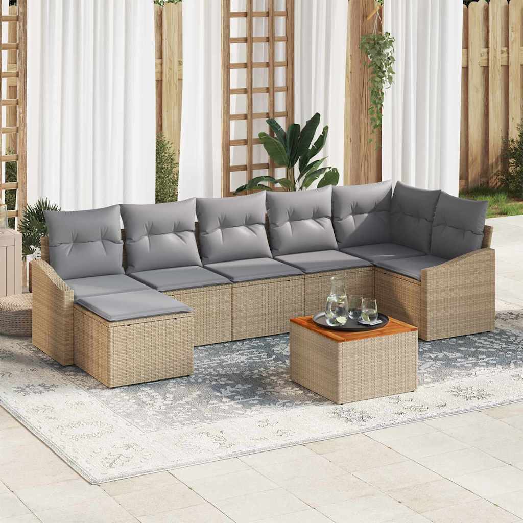 Havesofa Sæt 8 stk. Beige og lys grå polyrattan