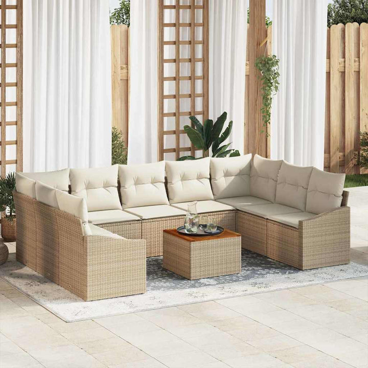 Havesofa Sæt 10 stk. Beige og creme polyrattan