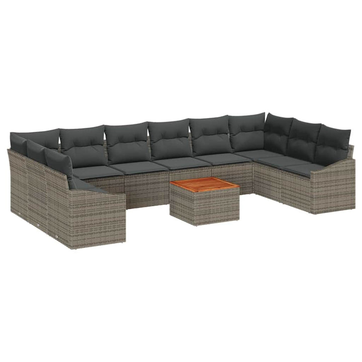 Havesofa Sæt med opbevaring 11 pcs Grå polyrattan