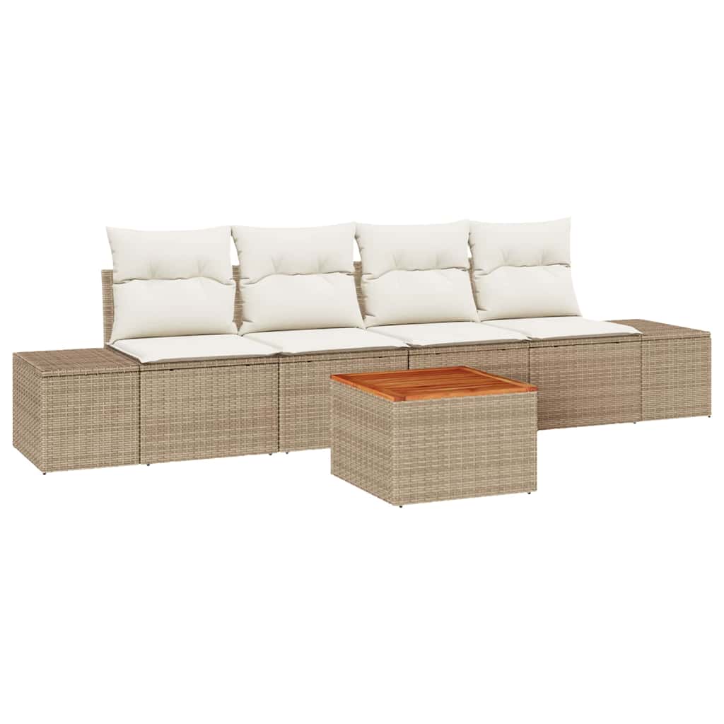 Havesofa Sæt 5 stk. Beige og creme polyrattan