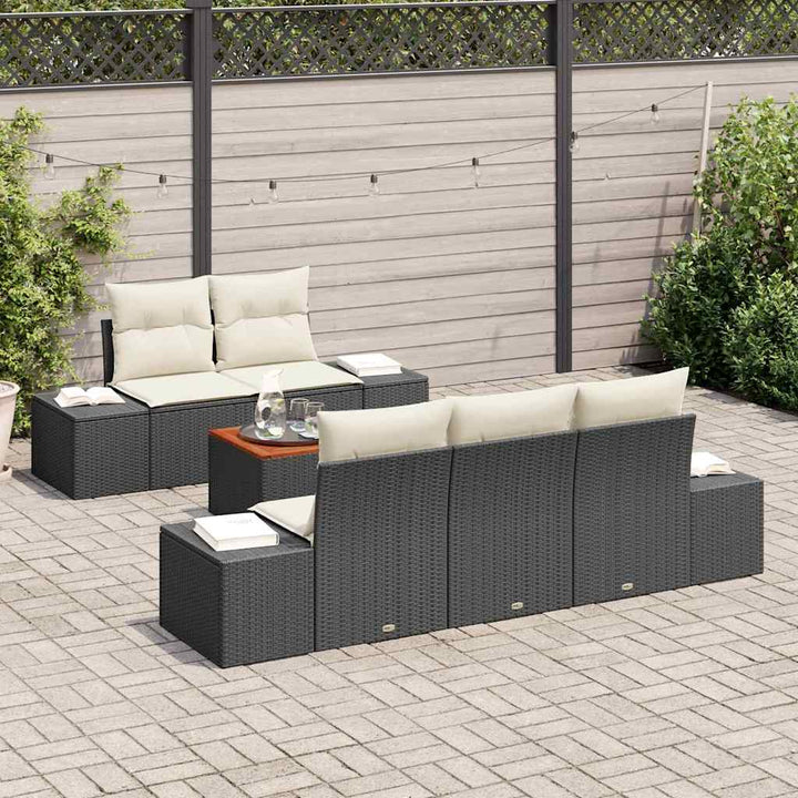 Havesofa Sæt 6 stk. Sort og Cream polyrattan