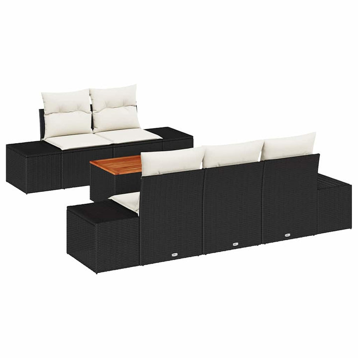Havesofa Sæt 6 stk. Sort og Cream polyrattan