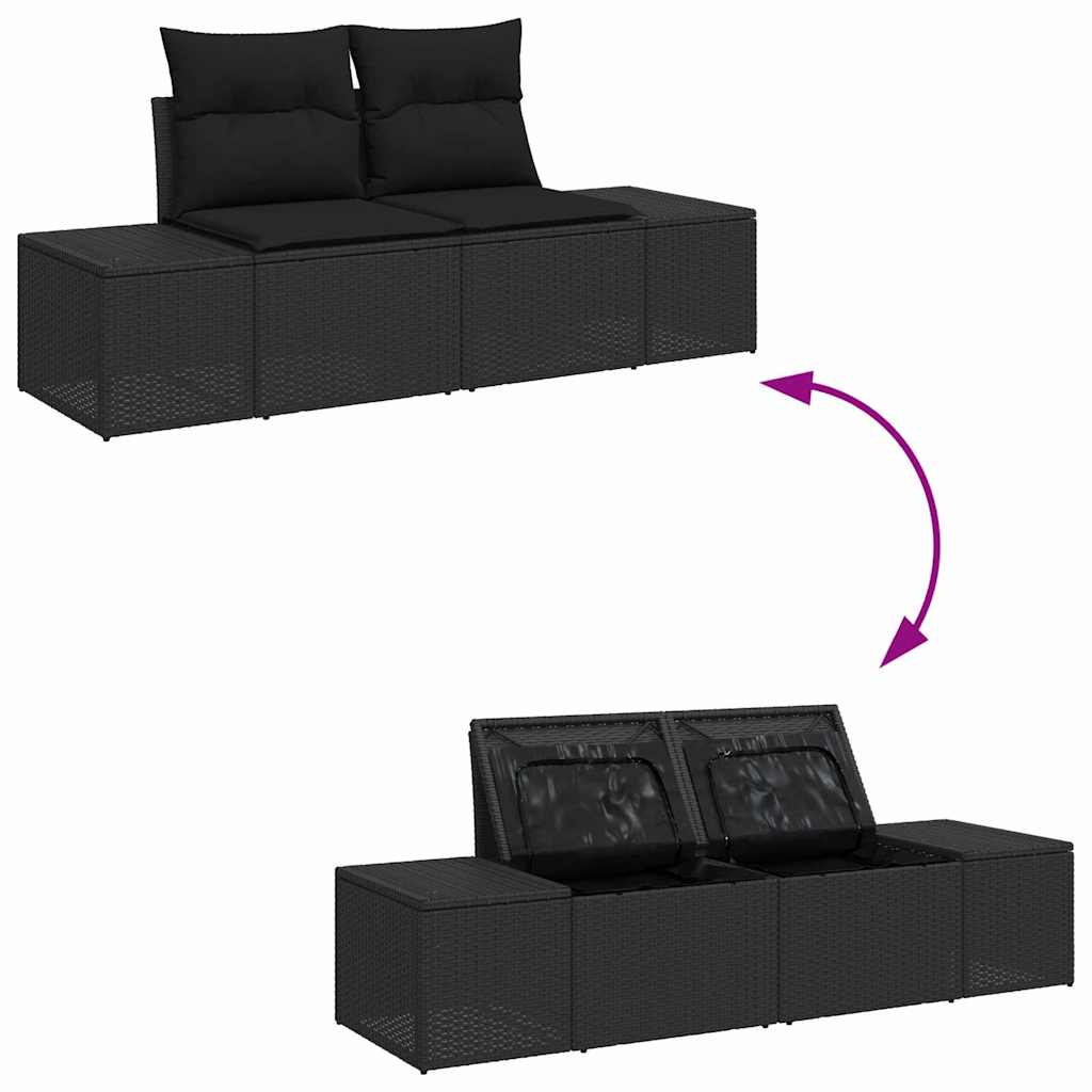 Havesofa Sæt 6 stk. Sort polyrattan