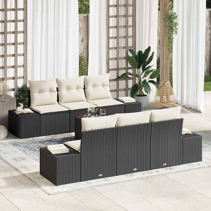 Havesofa Sæt 7 stk. Sort og Cream polyrattan