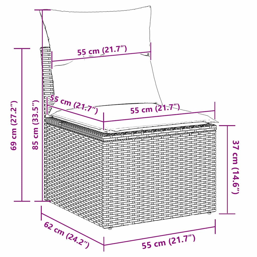 Havesofa Sæt 7 stk. Sort og Cream polyrattan