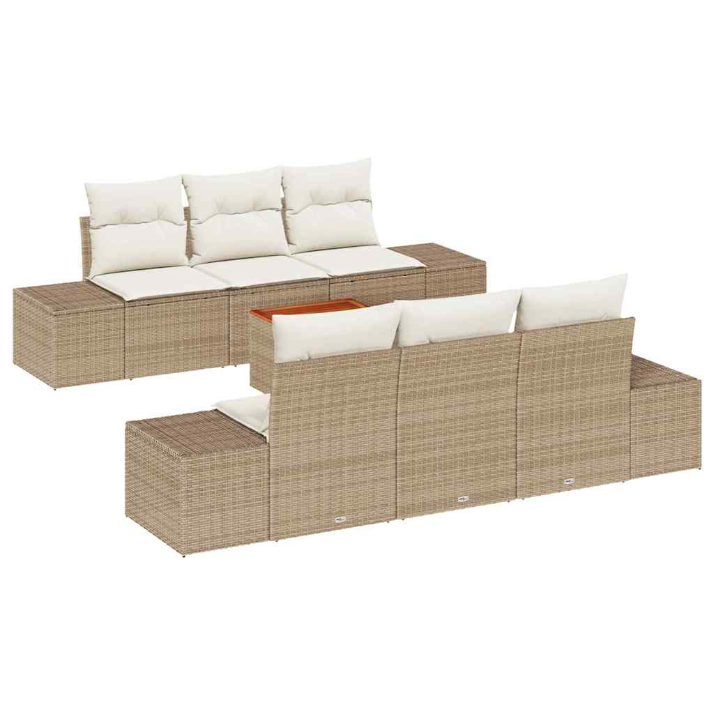 Havesofa Sæt 7 stk. Beige og creme polyrattan