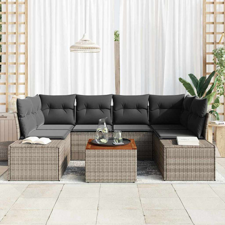 Havesofa Sæt 7 stk. Grå polyrattan