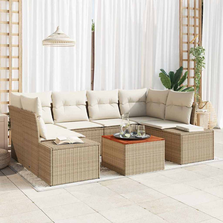 Havesofa Sæt 7 stk. Beige og creme polyrattan