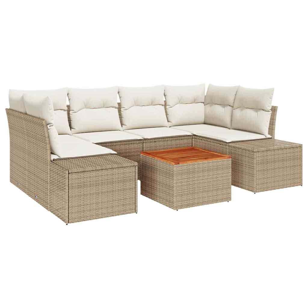 Havesofa Sæt 7 stk. Beige og creme polyrattan