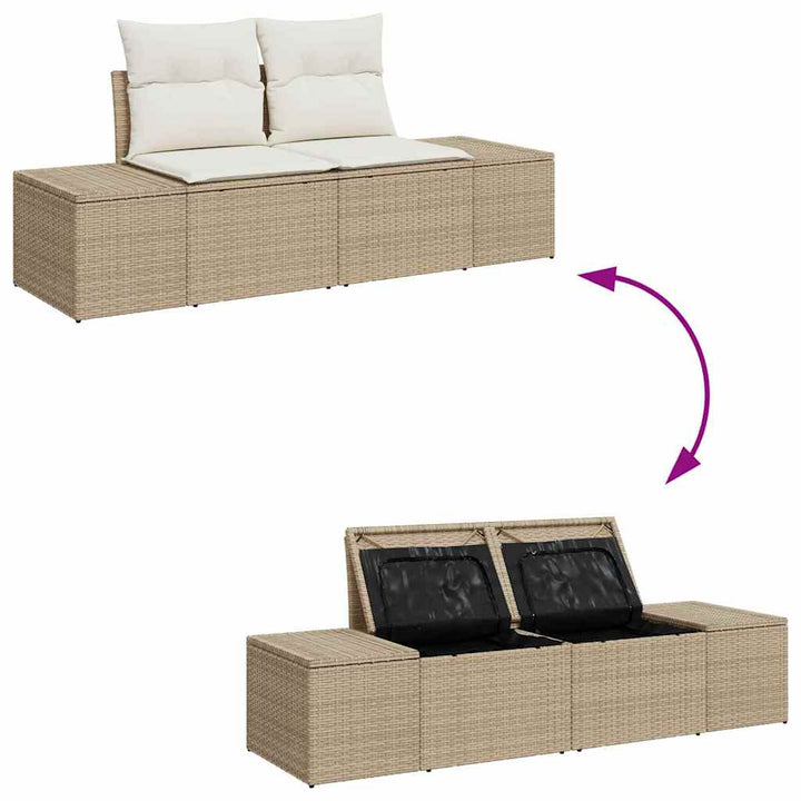 Havesofa Sæt 7 stk. Beige og creme polyrattan