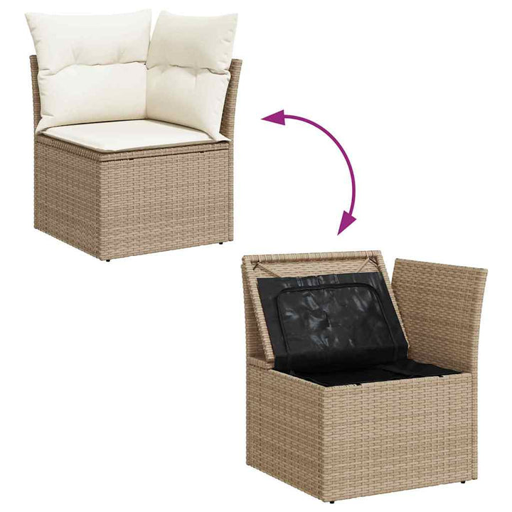 Havesofa Sæt 7 stk. Beige og creme polyrattan