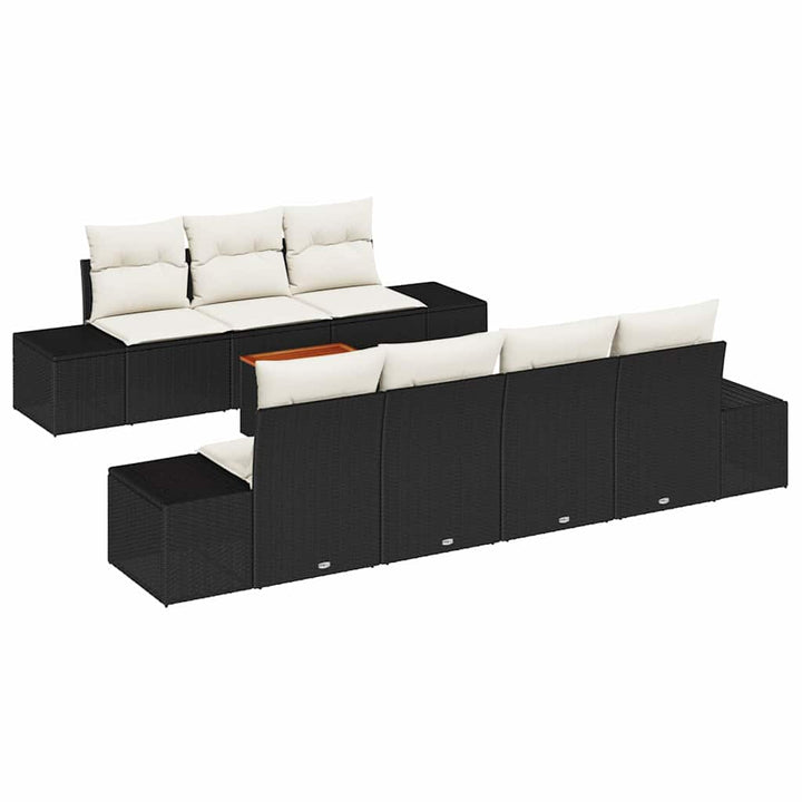 Havesofa Sæt 8 stk. Sort og Cream polyrattan