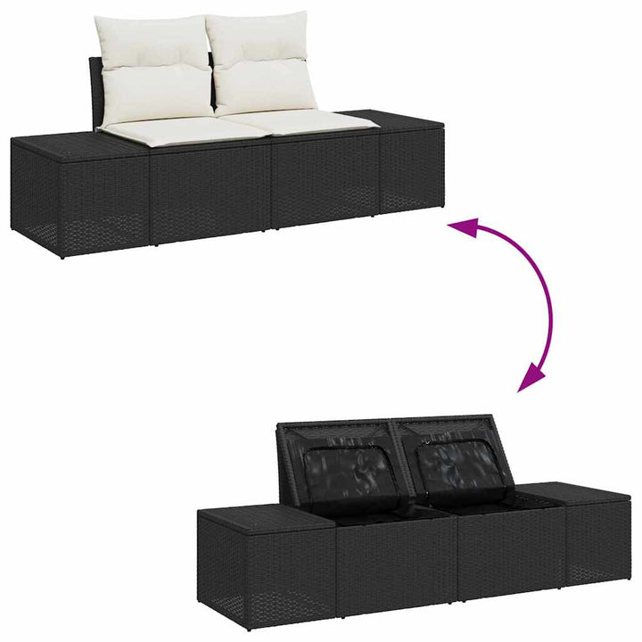 Havesofa Sæt 8 stk. Sort og Cream polyrattan