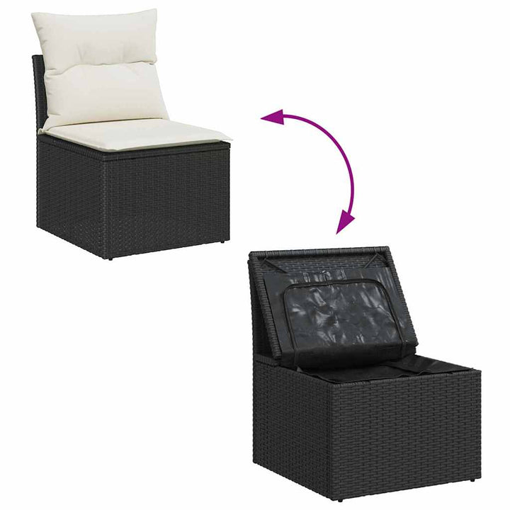 Havesofa Sæt 8 stk. Sort og Cream polyrattan