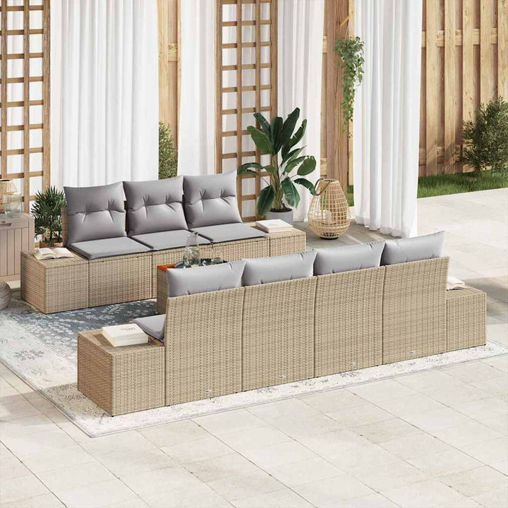 Havesofa Sæt 8 stk. Beige og lys grå polyrattan