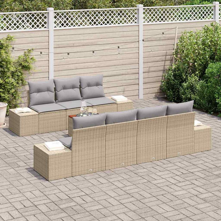 Havesofa Sæt 8 stk. Beige og lys grå polyrattan