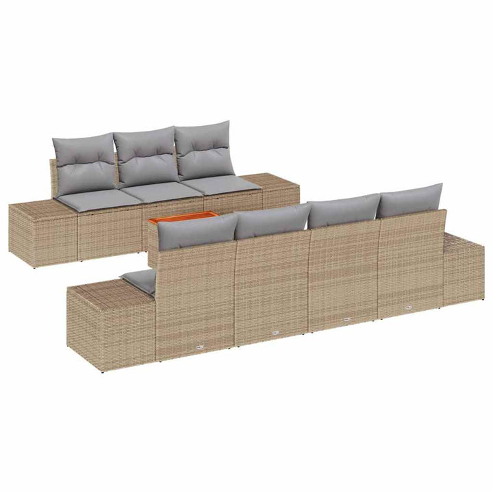 Havesofa Sæt 8 stk. Beige og lys grå polyrattan