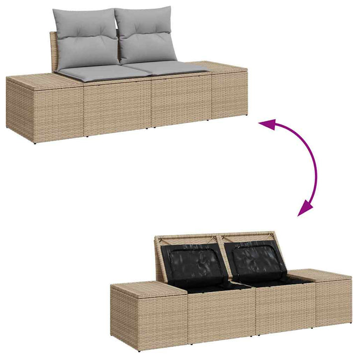 Havesofa Sæt 8 stk. Beige og lys grå polyrattan