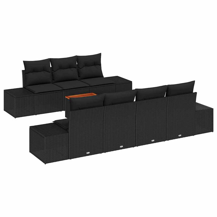 Havesofa Sæt 8 stk. Sort polyrattan