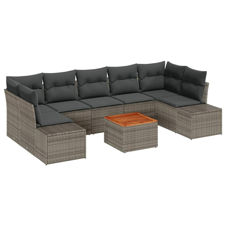 Havesofa Sæt med opbevaring 8 pcs Grå polyrattan