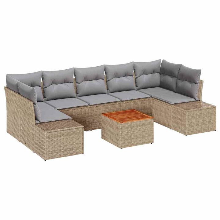 Havesofa Sæt med opbevaring 8 pcs Beige og lys grå polyrattan
