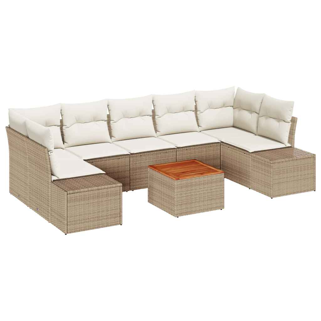Havesofa Sæt 8 stk. Beige og creme polyrattan