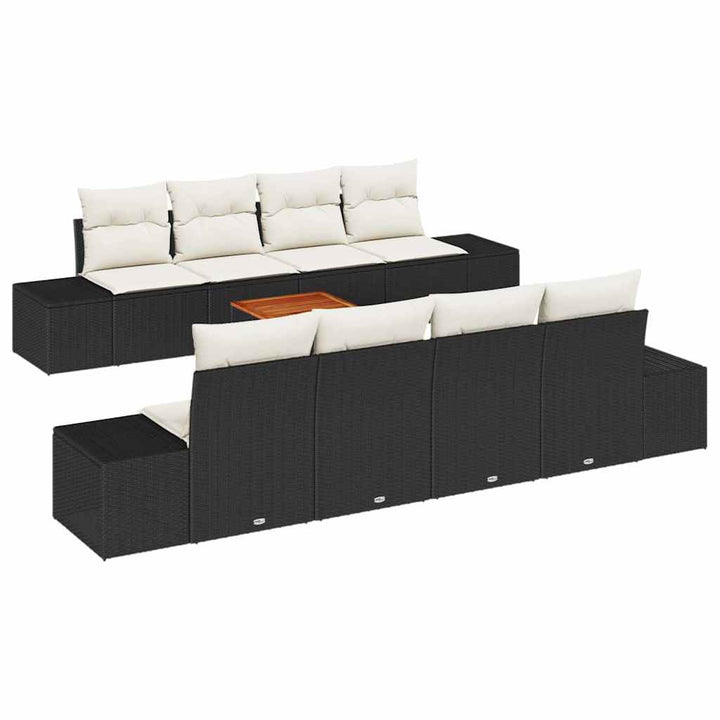 Havesofa Sæt 9 stk. Sort og Cream polyrattan