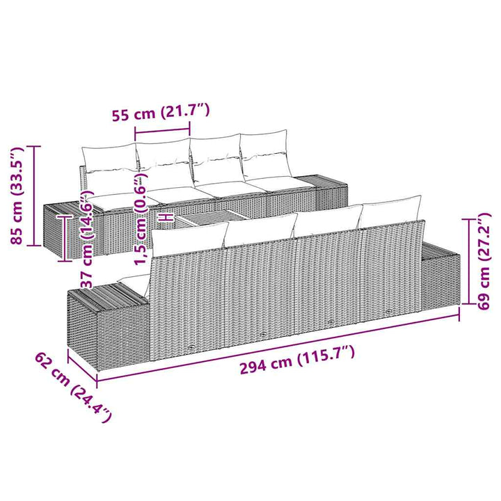 Havesofa Sæt 9 stk. Sort og Cream polyrattan