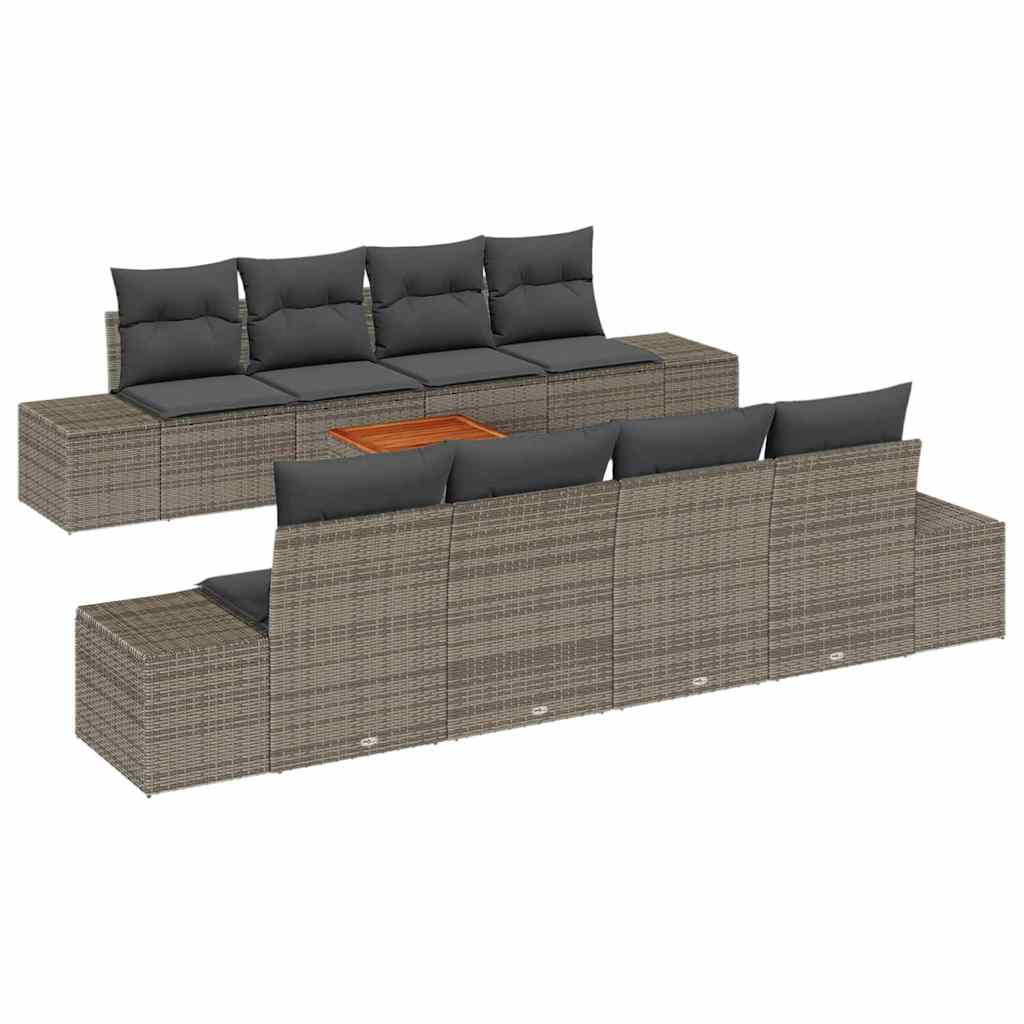 Havesofa Sæt med opbevaring 9 pcs Grå polyrattan