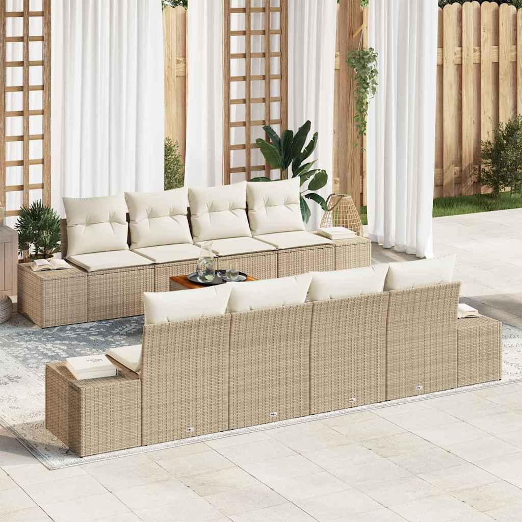 Havesofa Sæt 9 stk. Beige og creme polyrattan
