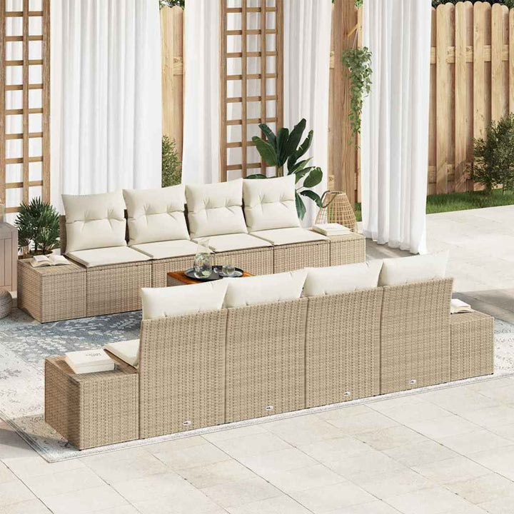 Havesofa Sæt 9 stk. Beige og creme polyrattan